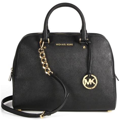 michael kors satchel black tan white|Michael Kors black shoulder handbags.